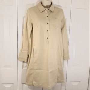 J.Jill Cotton Dress Shirt Long-Sleeve Collared Tan Size 8
